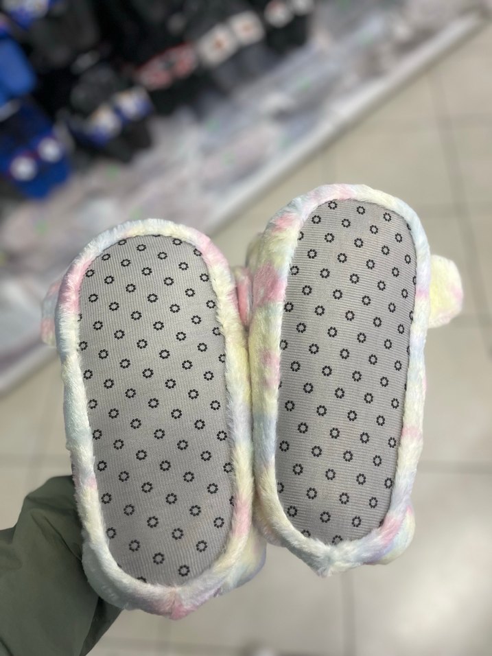 Pastel Renkli Peluş Ayı Panduf - Görsel 3