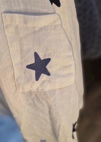 Bohem Beyaz Keten İşlemeli Gömlek - Görsel 4