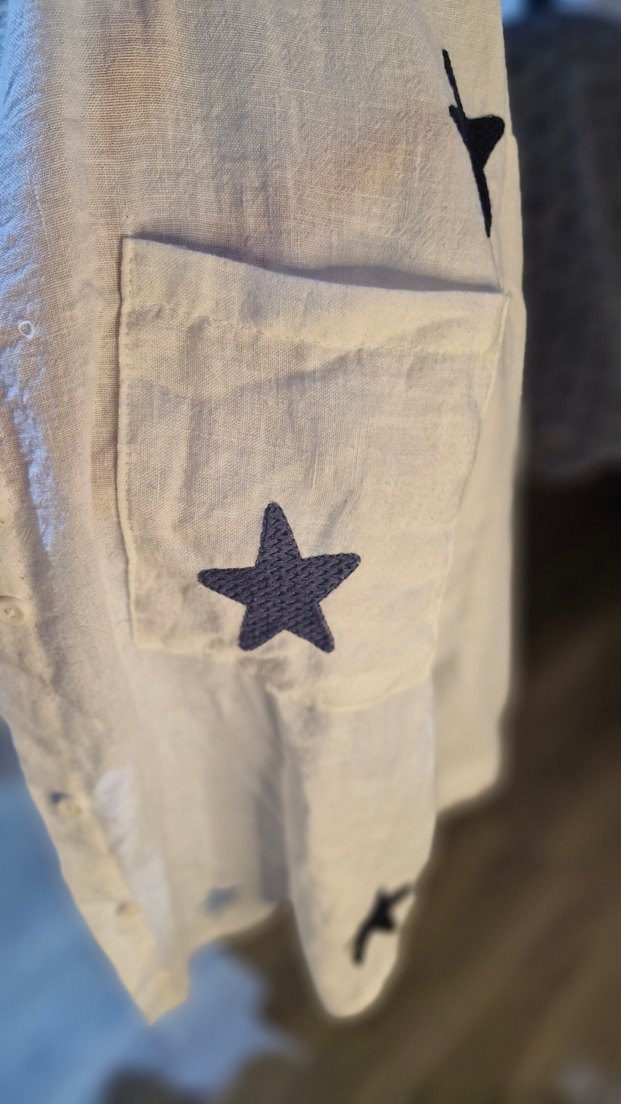 Bohem Beyaz Keten İşlemeli Gömlek - Görsel 5