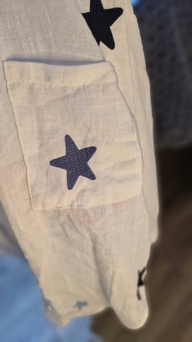 Bohem Beyaz Keten İşlemeli Gömlek - Görsel 4