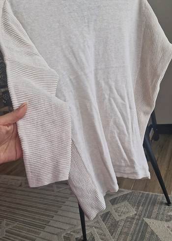 Bej V Yaka Uzun Kollu Kadın Triko - Görsel 5