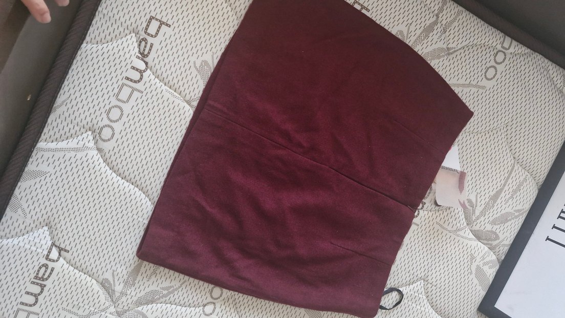 Bordo Düğmeli Midi Kadife Etek - Görsel 5