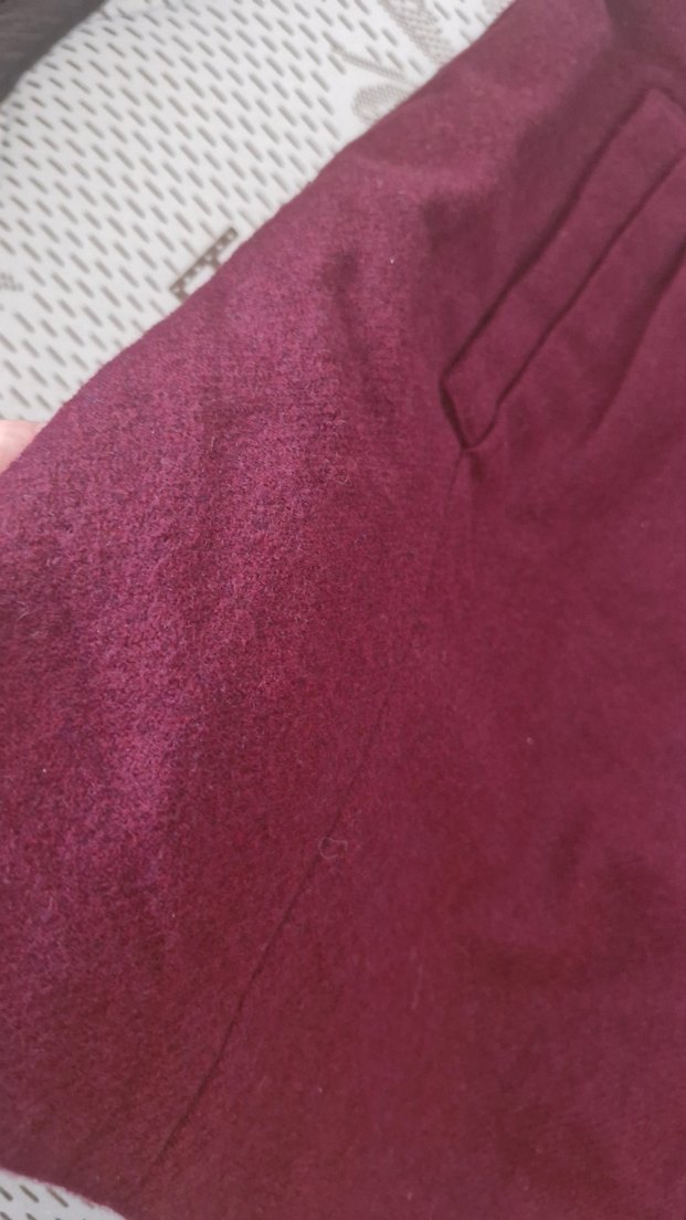 Bordo Düğmeli Midi Kadife Etek - Görsel 3