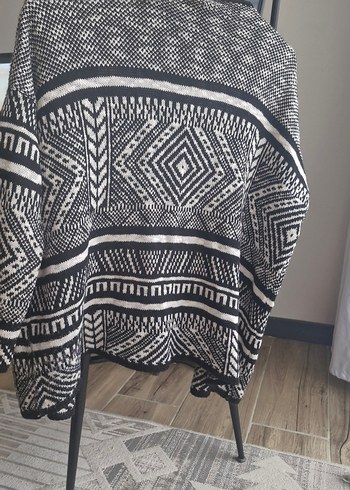 Bohem Desenli Örgü Gri Kadın Hırka - Görsel 6