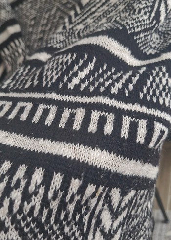 Bohem Desenli Örgü Gri Kadın Hırka - Görsel 5