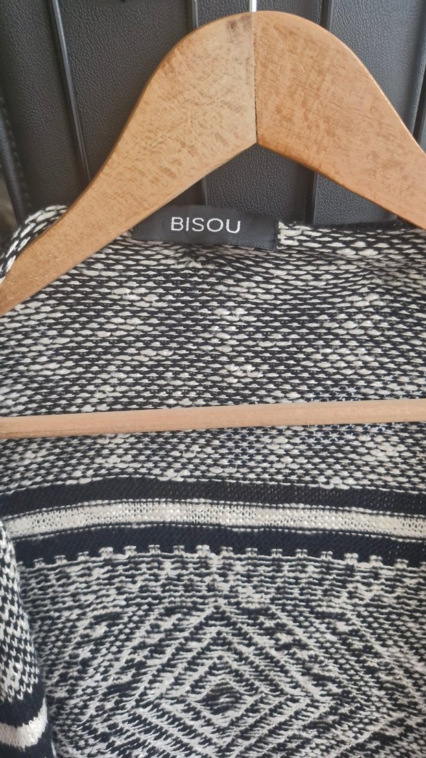 Bohem Desenli Örgü Gri Kadın Hırka - Görsel 3