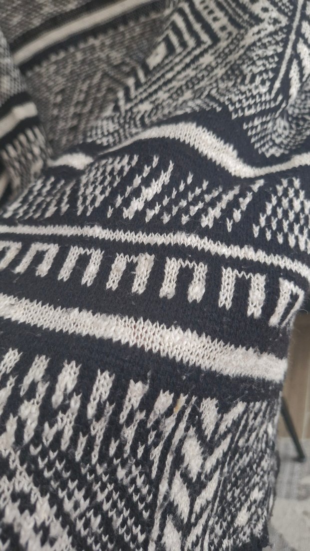 Bohem Desenli Örgü Gri Kadın Hırka - Görsel 5