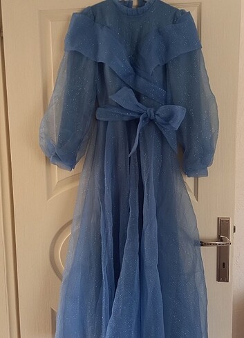 36 Beden mavi Renk İndigo renginde abiye elbise 