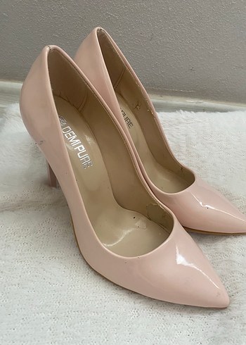 diğer Beden Pembe Parlak Rugan Stiletto Topuklu Kadın Ayakkabı