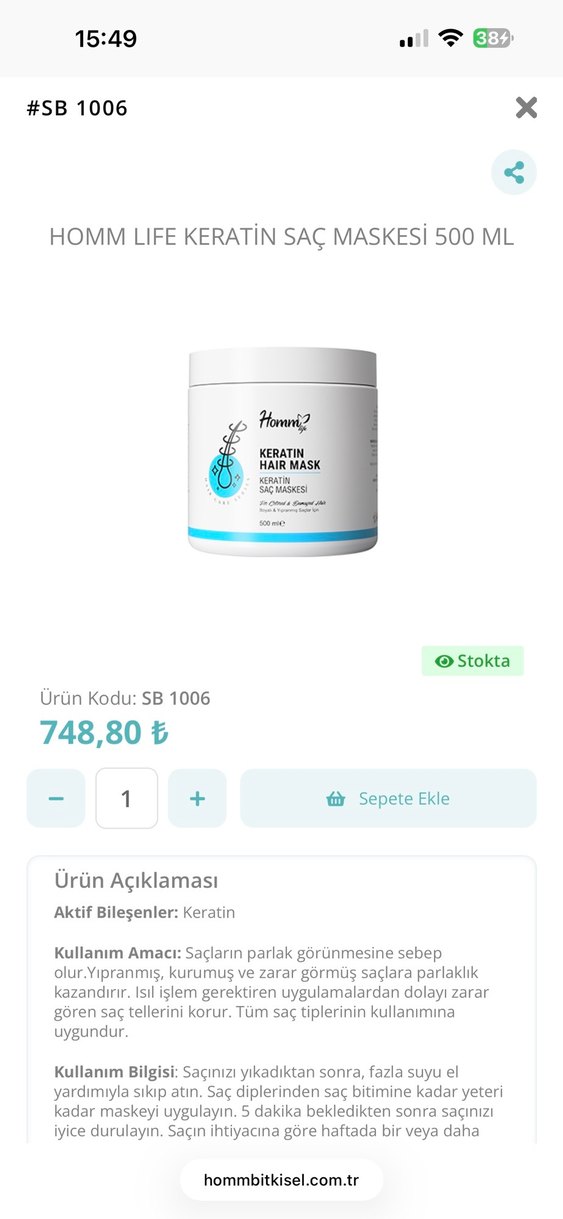 Homme Keratin Saç Maskesi 500 ml - Görsel 4