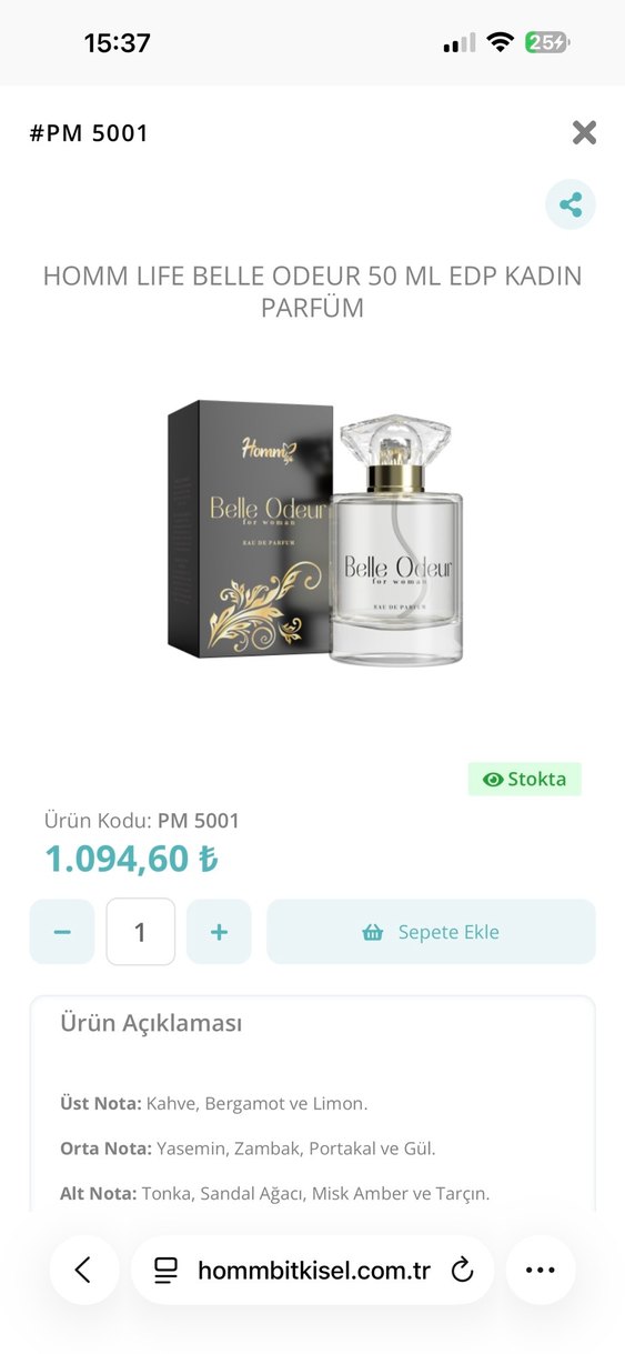 Homm Belle Odeur Kadın Parfümü - Görsel 3