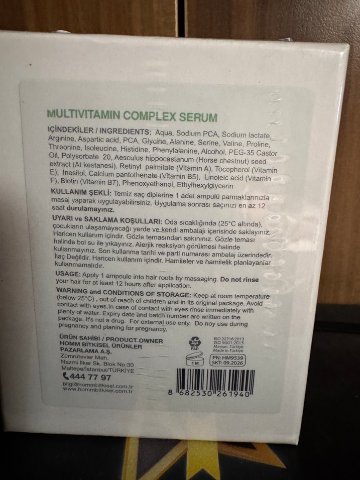 Homm Life Multivitamin Kompleks Saç Bakım Serumu - Görsel 2