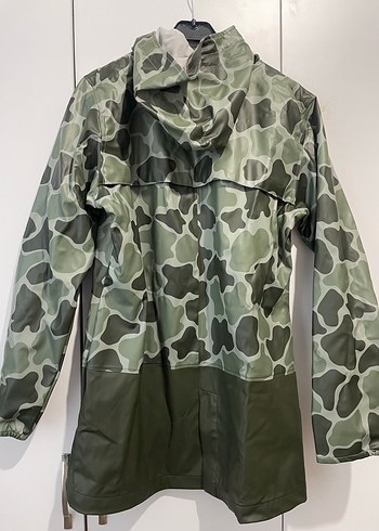 Düğmeli Kamuflaj Kadın Yağmurluk - Görsel 4