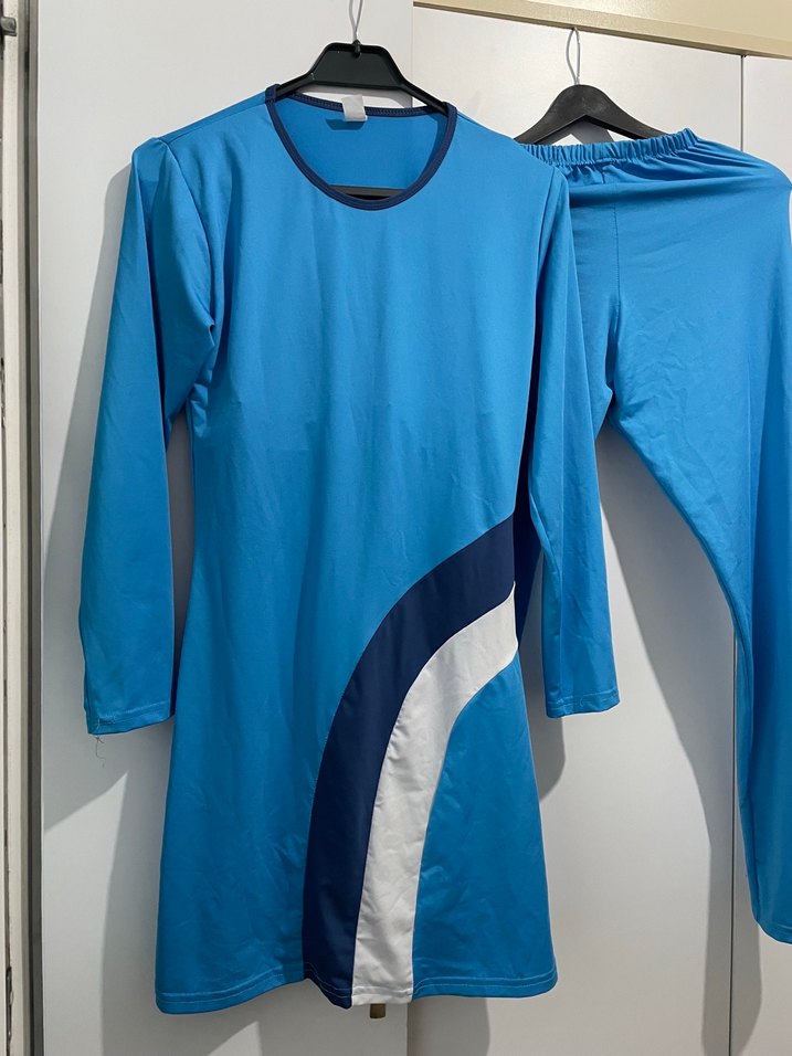 Mavi Drapeli Uzun Kollu Kadın Mayo haşama Takımı - Görsel 2