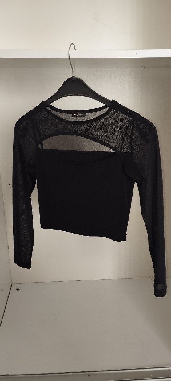 Uzun Kollu Siyah Transparan bluz - Görsel 2