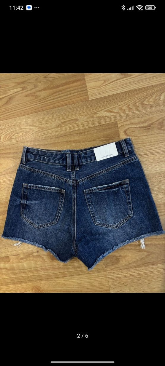 lacivert kot şort - Görsel 3