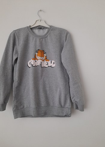 Garfield Baskılı Gri Kadın Sweatshirt