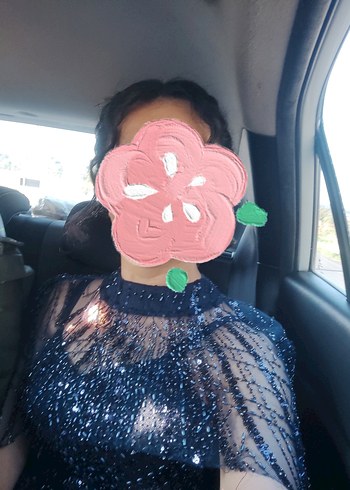 Lacivert Uzun Bohem Kadın Abiye Elbise - Görsel 4