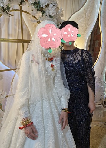 Lacivert Uzun Bohem Kadın Abiye Elbise - Görsel 3