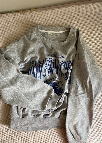 Gri Baskılı Kadın Sweatshirt
