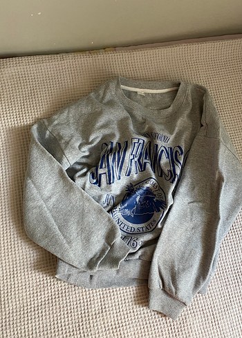 s Beden gri Renk Gri Baskılı Kadın Sweatshirt