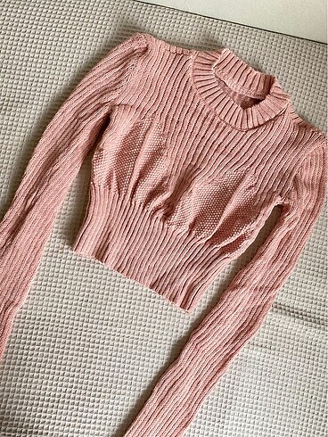 s Beden pembe Renk Pembe crop bluz kazak