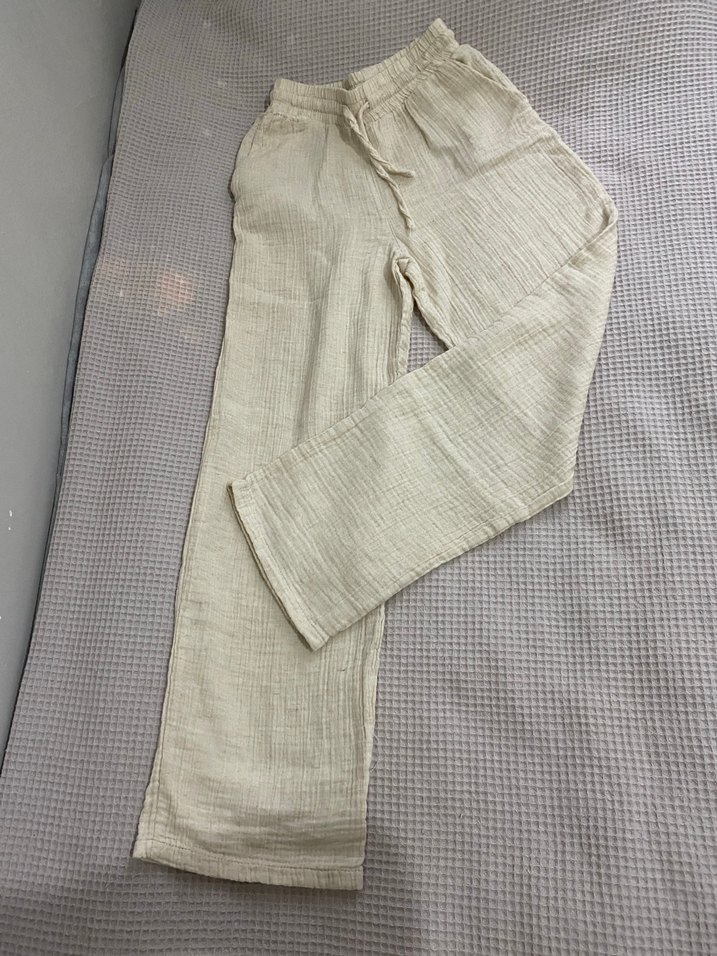 Bol paça keten pantolon - Görsel 2