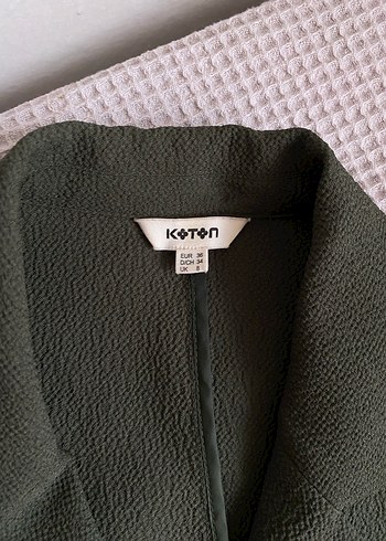 Düğmeli Yeşil Kadın Keten Blazer Ceket - Görsel 5