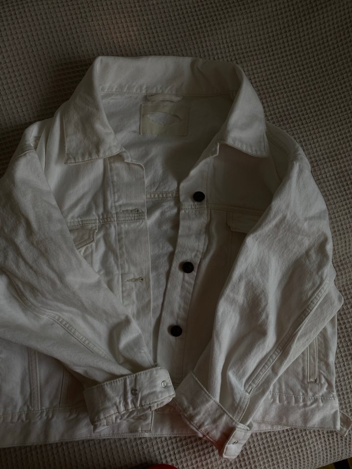 Beyaz oversıze  Kot Ceket - Görsel 5