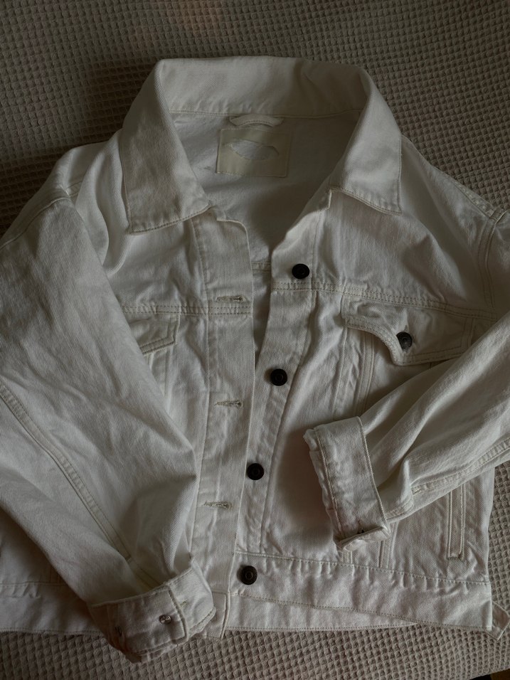 Beyaz oversıze  Kot Ceket - Görsel 2