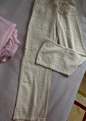 Bej Bol Kesim  Keten Pantolon - Görsel 2