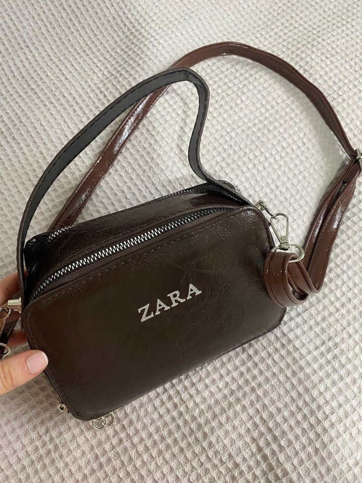 Zara acı kahve Yılan Baskılı Deri Çanta - Görsel 3