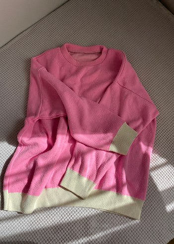 m Beden pembe Renk Oversıze Pembe Triko Sweatshirt