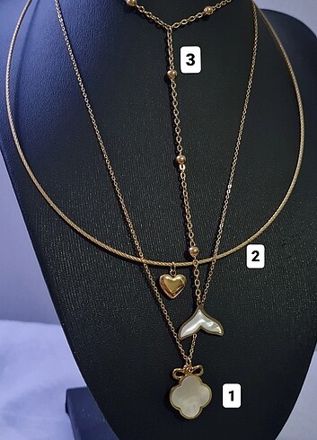 Kalp/balık kuyruğu/ van cleef çelik kolye gold 