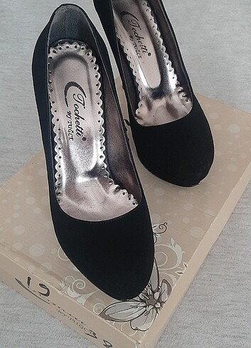 Siyah Nubuk Topuklu Ayakkabı - Görsel 9