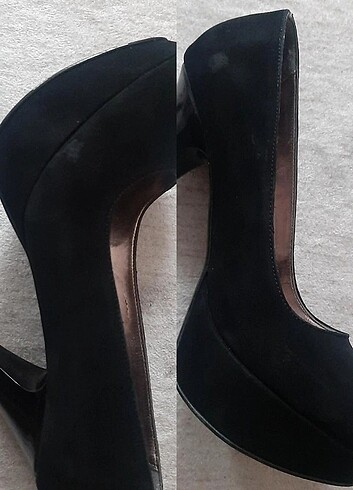 Siyah Nubuk Topuklu Ayakkabı - Görsel 11