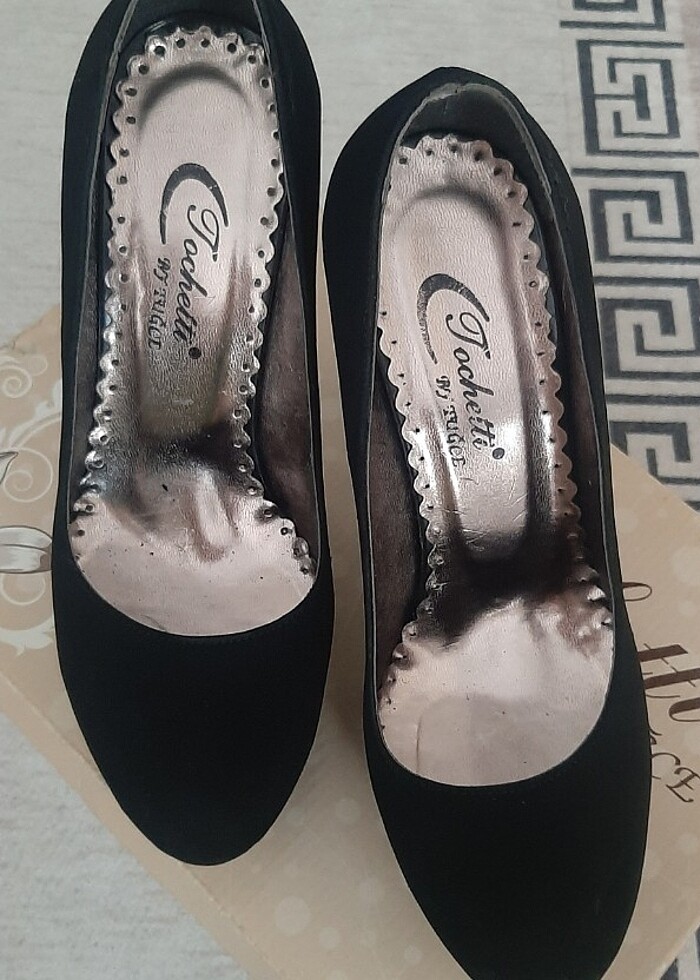 Siyah Nubuk Topuklu Ayakkabı - Görsel 2