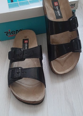 Gezer Kadın Siyah Çift Tokalı Terlik