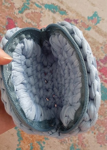 Pastel Mavi Örgü Cüzdan - Görsel 6