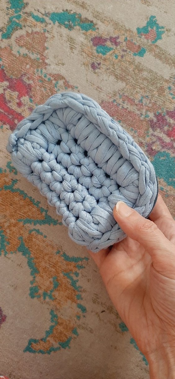 Pastel Mavi Örgü Cüzdan - Görsel 5