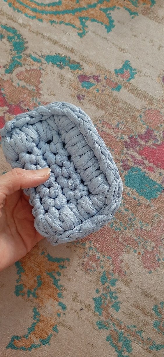 Pastel Mavi Örgü Cüzdan - Görsel 4