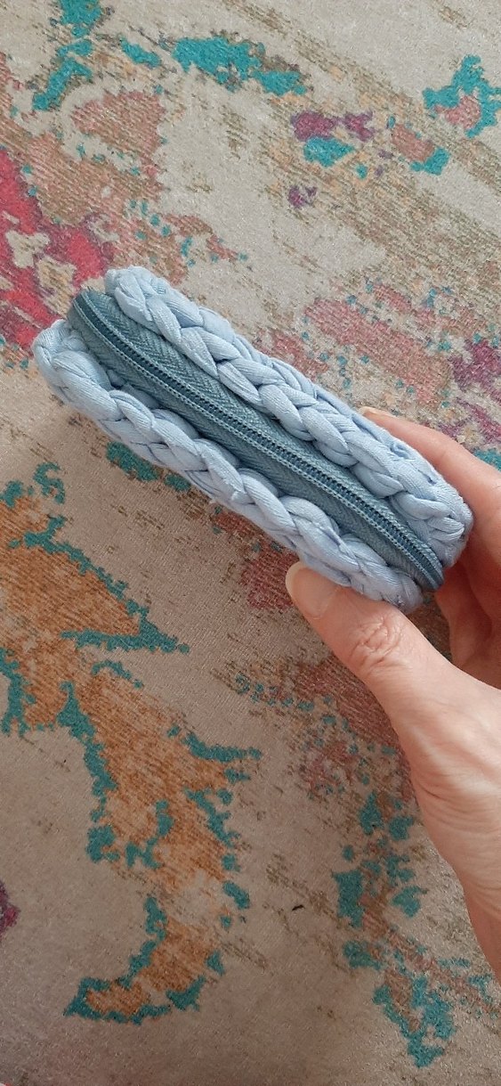 Pastel Mavi Örgü Cüzdan - Görsel 2