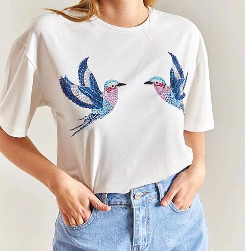 Diğer Kuş Desenli T-Shirt