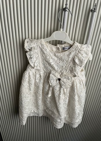 Beyaz Dantelli Kız Çocuk Elbise - Görsel 2