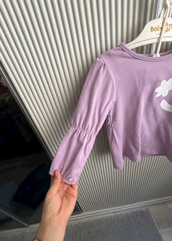 Mor Çiçek Baskılı Kız Sweatshirt - Görsel 2