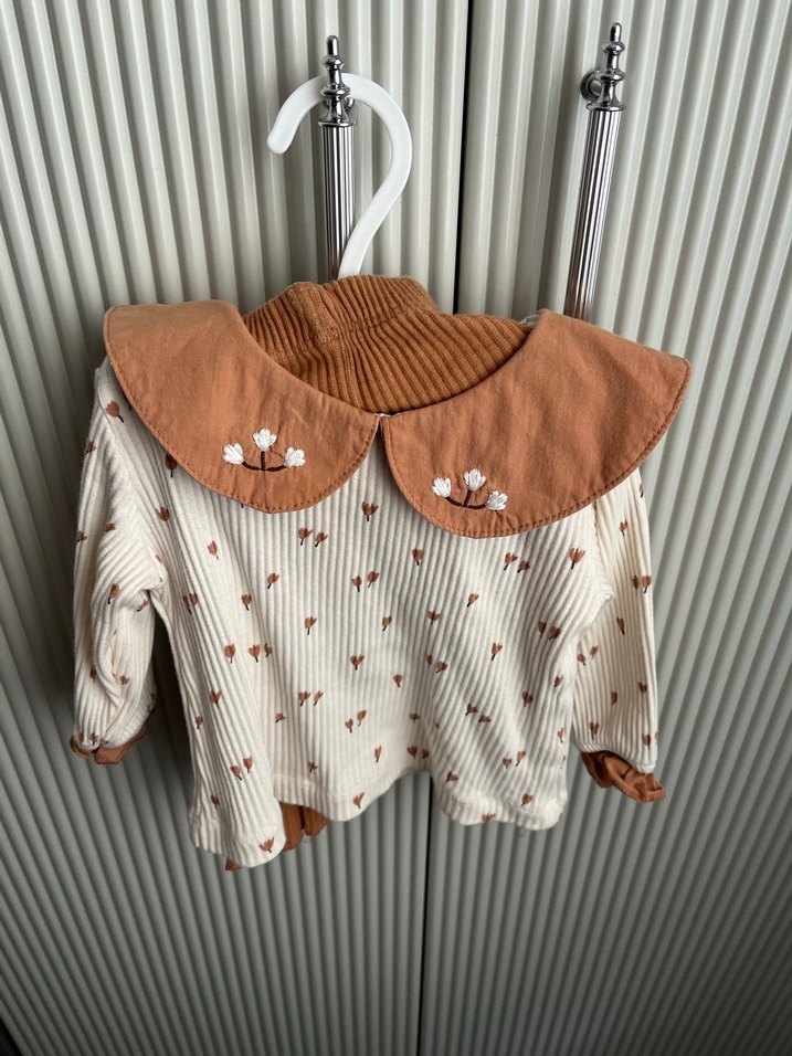 Kız Çocuk Kahverengi Pilili Triko Tayt - Görsel 2