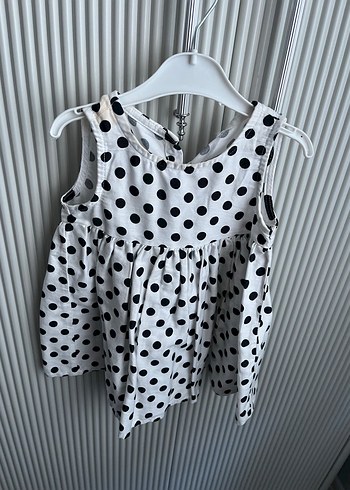 Puantiye Desenli Pamuklu Kolsuz Kız Elbisesi - Görsel 2