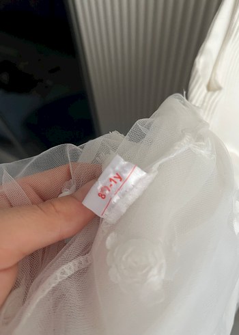 Kız Çocuk Beyaz Triko Tül Elbise - Görsel 2