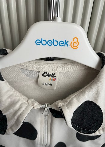 Kız Çocuk Beyaz Puantiyeli Boğazlı Sweatshirt - Görsel 2