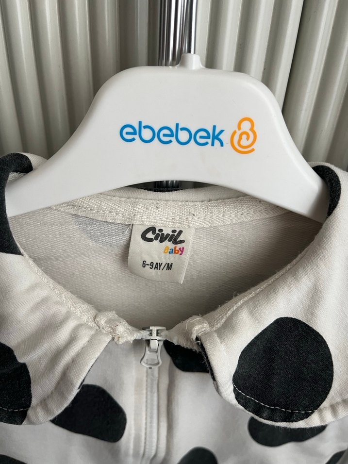 Kız Çocuk Beyaz Puantiyeli Boğazlı Sweatshirt - Görsel 2